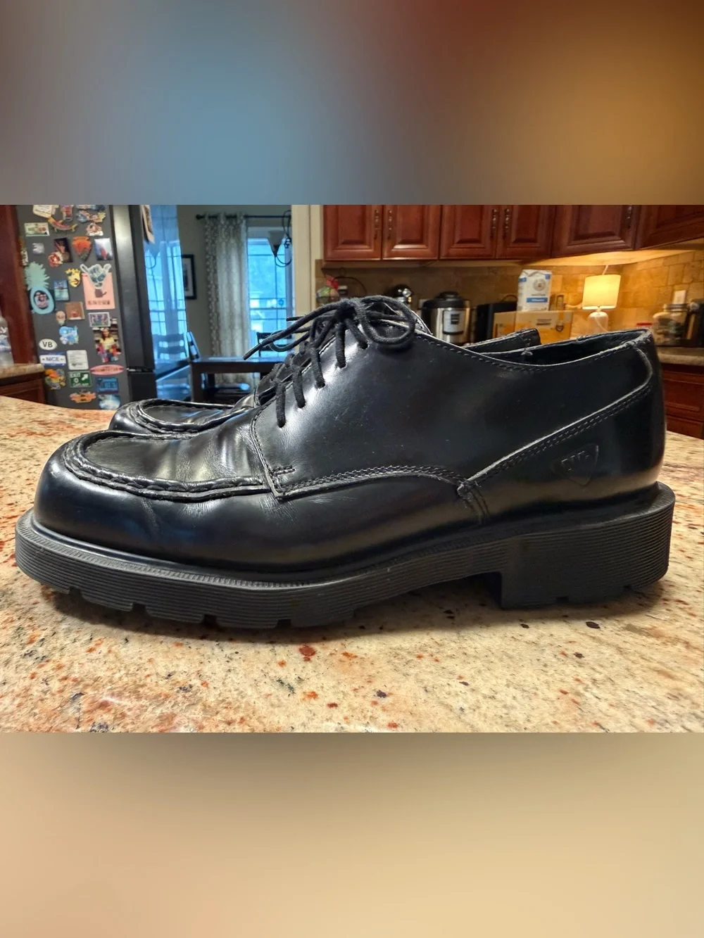 Vtg 90s Dr. Martens Black Leather Oxford Lace Up Loafers 8747 Lug Sole Mens Sz 9